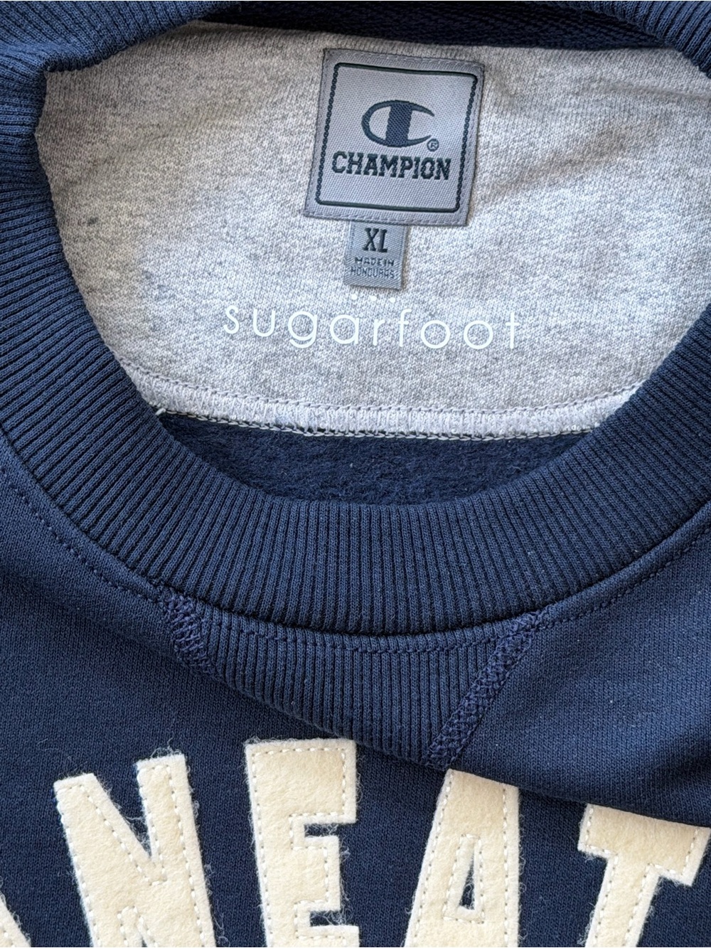 NWOT Champion Skaneateles Sweater Sweatshirt Navy Crewneck XL Collegiate Preppy - Picture 5 of 16